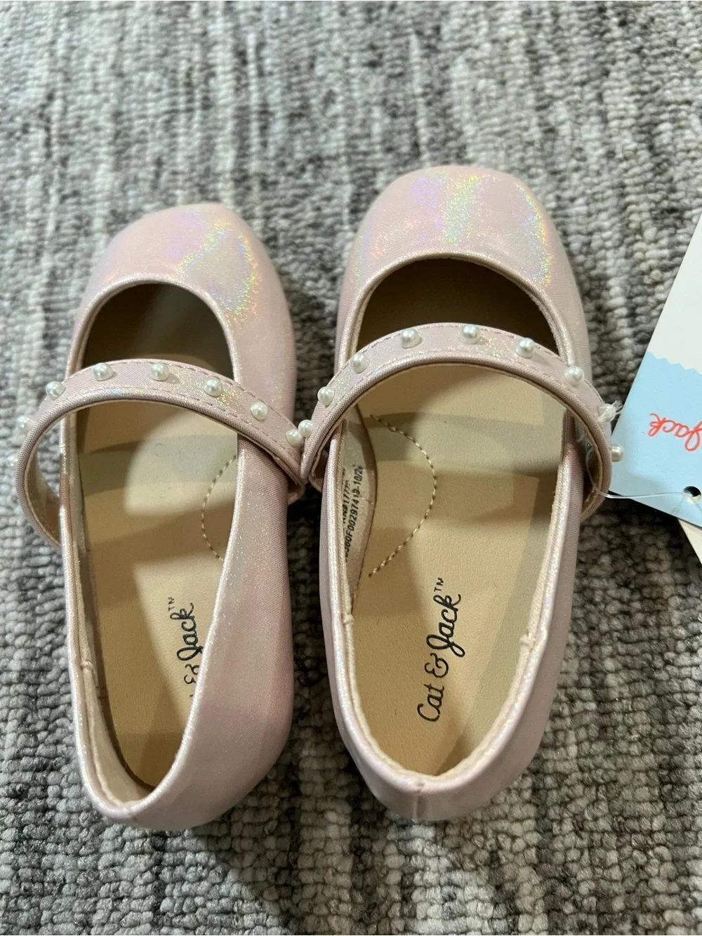 Cat & Jack Pink Pearl-Trim Mary Jane Dress Shoes Size 6